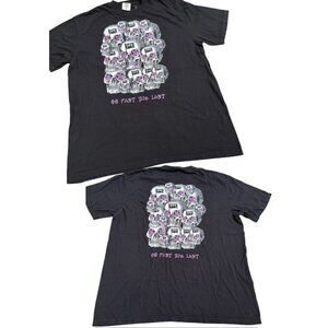 THYF Go Fast Die Last Black Skulls Purple Comfort Colors XL Double Sided NWOT